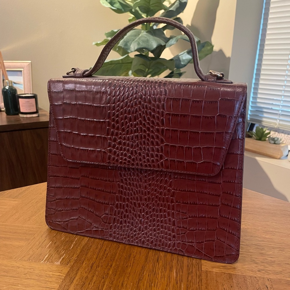 Nordstrom Leather ‘Ryder Croc’ Top Handle Bag